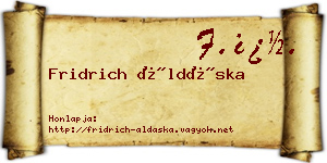 Fridrich Áldáska névjegykártya